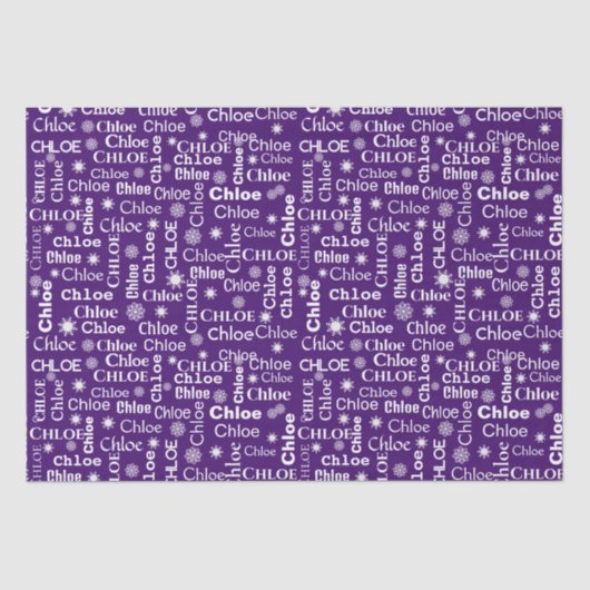 KIES aangepaste naam met sneeuwvlokken Tissuepapier (Voorkant)