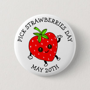 Kies Aardbeien Dag - 20 mei Ronde Button 5,7 Cm