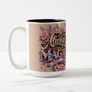 Kies Altijd Magische Glitter Kristal Ontwerp Tweekleurige Koffiemok