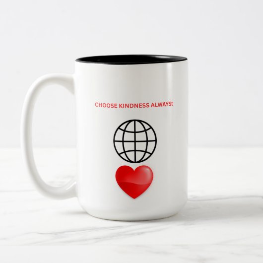 KIES ALTJD VRIENDELIJKHEID TWEEKLEURIGE KOFFIEMOK (Links)