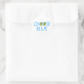 Kies blauw ronde sticker (Tas)