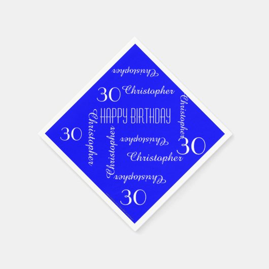 KIES COLOR/Blue 30th Birthday Party Name Paper Servetten (Hoek)