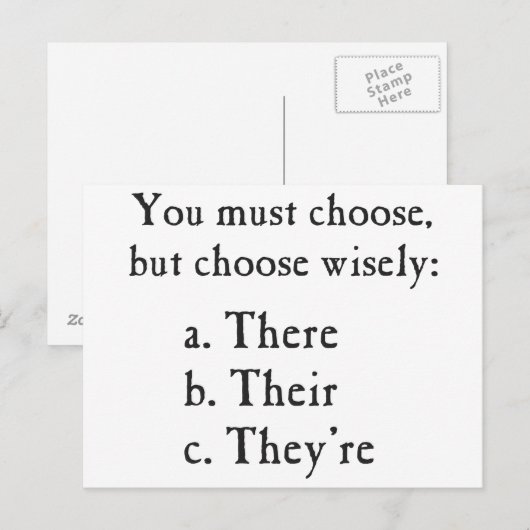 Kies daar Wisely voor hun Grammar Briefkaart (Voorkant / Achterkant)