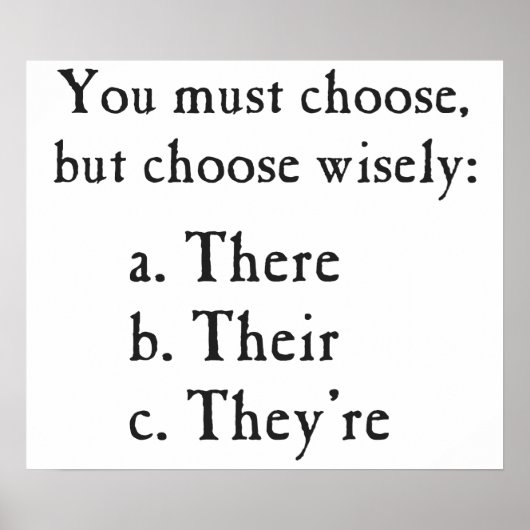 Kies daar Wisely voor hun Grammar Poster (Voorkant)