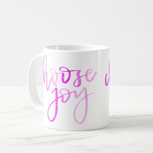 Kies de Mok van de Kalligrafie van de Joy - Roze (Voorkant links)