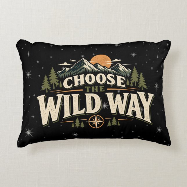 Kies de Wild Way Mountain Adventure Worpkussen Accent Kussen (Voorkant)