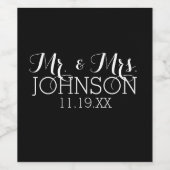 Kies een achtergrondkleur Mr & Mrs Wedding Favor Wijn Etiket (Enkel label)