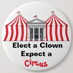 Kies een clown, verwacht een circusknop ronde button 6,0 cm