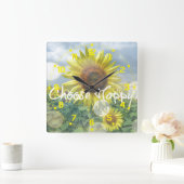 Kies een Happy Sunflower Clock Vierkante Klok (Huis)