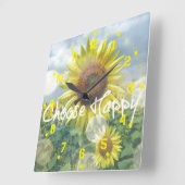 Kies een Happy Sunflower Clock Vierkante Klok (Hoek)