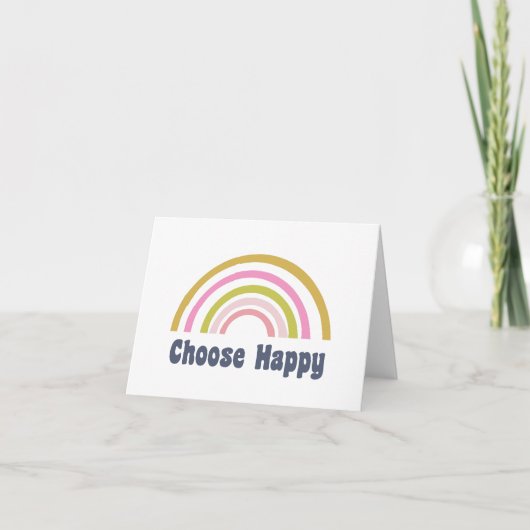 Kies een Inspirerend voor Happy Cute Retro-regenbo Notitiekaartje (Voorkant)