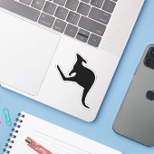 Kies een kleur kangoeroe silhouet sticker (Laptop met iPhone)