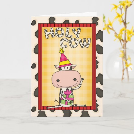 Kies een leeftijd Verjaardag Koe Kaart (Gele Bloem)