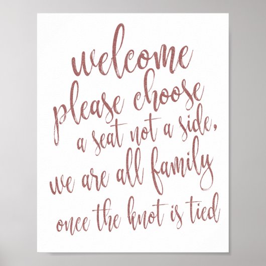 Kies een Roos Gold Glitter 8x10 bruiloft Poster (Voorkant)