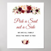 Kies een Seat bordeauxrood en blozend bloesembruil Poster (Voorkant)