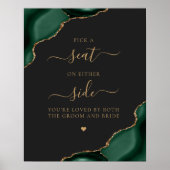 Kies een Seat Emerald Green Agate Gold Dark Weddin Poster (Voorkant)