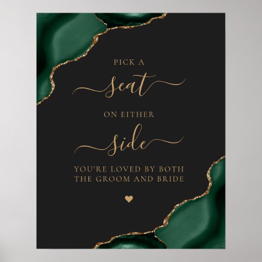 Kies een Seat Emerald Green Agate Gold Dark Weddin Poster (Voorkant)