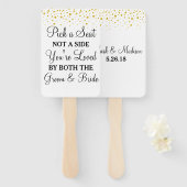 Kies een Seat Niet een Side gouden stippen bruilof Handwaaier (Voorkant en achterkant)