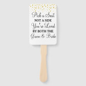 Kies een Seat Niet een Side gouden stippen bruilof Handwaaier (Voorkant)