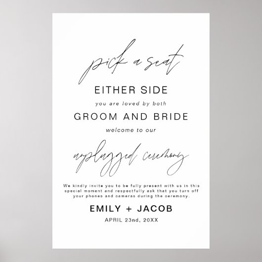 Kies een stoel aan beide zijden bruiloft zitplaats poster (Voorkant)