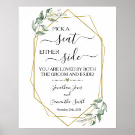 Kies een stoel aan beide zijden trouwceremonie gro poster