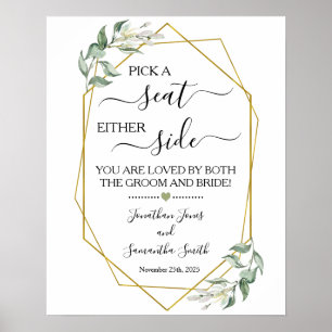 Kies een stoel aan beide zijden trouwceremonie gro poster