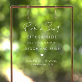 Kies een stoel aan beide zijden wit bruiloft zitpl acryl bord