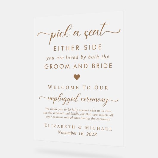 Kies een stoel aan weerszijden bruiloft zitplaatse acryl bord (Hoek)