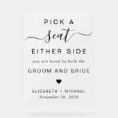 Kies een stoel aan weerszijden bruiloft zitplaatse acryl bord (Voorkant)