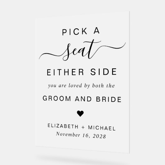 Kies een stoel aan weerszijden bruiloft zitplaatse acryl bord (Hoek)