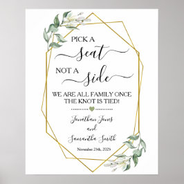 Kies een stoel en geen zijtrouwceremonie groen poster