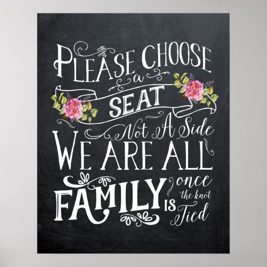 Kies een stoel, geen kant bord huwelijksfeest poster (Voorkant)