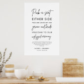 Kies een stoel, geen kant Huwelijksceremonie Bord  Poster (Keuken)