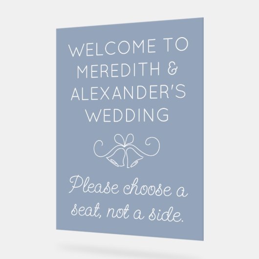 Kies een stoel, geen kant Translucent blauwe trouw Acryl Bord (Hoek)