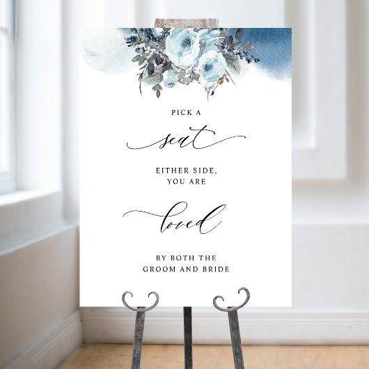 Kies een stoel niet een kant blauwe bloemen bruilo poster