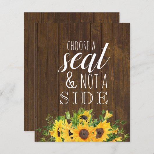 Kies een Stoel, Niet een Kant Rustieke Trouw Huwel (Voorkant / Achterkant)