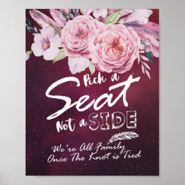Kies Een Stoel Niet Een Kant Trouw Bloemen Burgund Poster