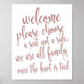 Kies een stoel Roze Goud Glitter 8x10 Trouwbord Poster (Voorkant)