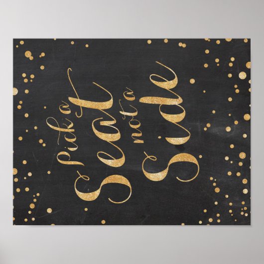 Kies een stoelkrijtje en een glitter trouwbord poster (Voorkant)