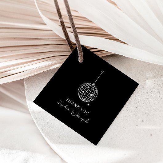 Kies een willekeurige kleur | Minimale zwarte disc Bedankjes Labels