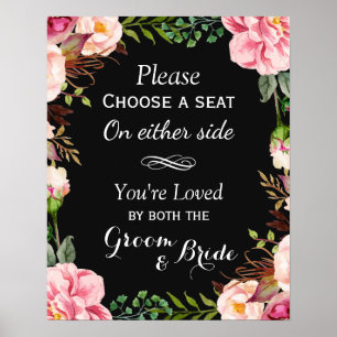 Kies een Zitplaats niet een Kant   Roze Floral Wre Poster