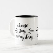 Kies elke dag vreugde motivatie offerte tweekleurige koffiemok (Voorkant links)