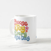 Kies elke dag vreugde Retro regenboog Koffiemok (Voorkant links)