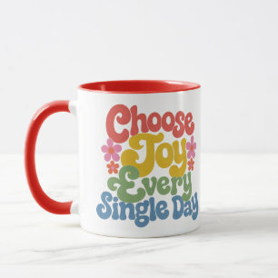 Kies elke dag vreugde Retro regenboog Mok