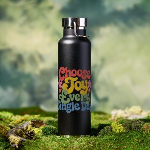 Kies elke dag vreugde Retro regenboog Waterfles