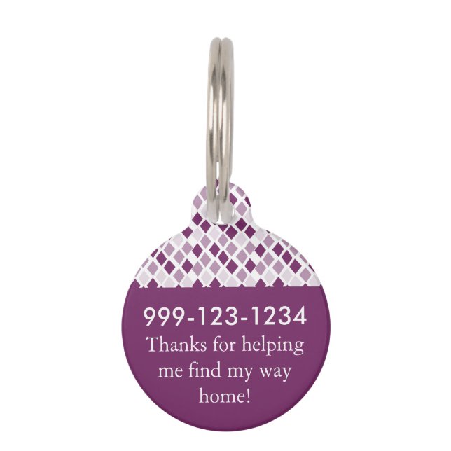 Kies Elke Kleur Harlekijn Diamanten Patroon Huisdierpenning (Achterkant)