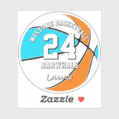 kies ELKE teamkleuren atleet naam basketbal Sticker (Vel)