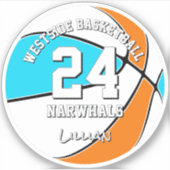 kies ELKE teamkleuren atleet naam basketbal Sticker (Voorkant)