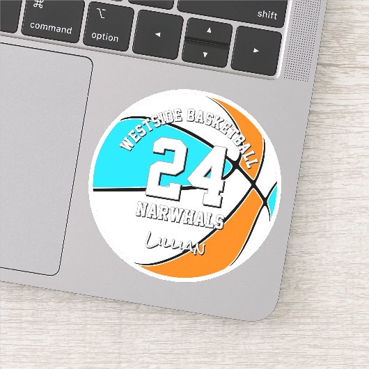 kies ELKE teamkleuren atleet naam basketbal Sticker (Detail)