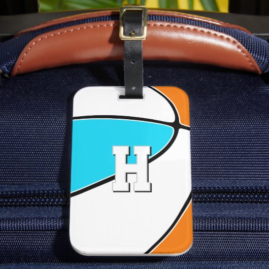 kies ELKE teamkleuren basketbalspeler monogram Bagagelabel (Voorkant Insitu 2)
